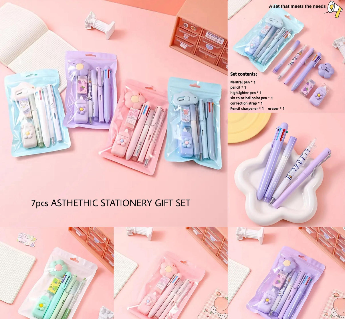 7pcs Aesthetic Stationary Gift Set