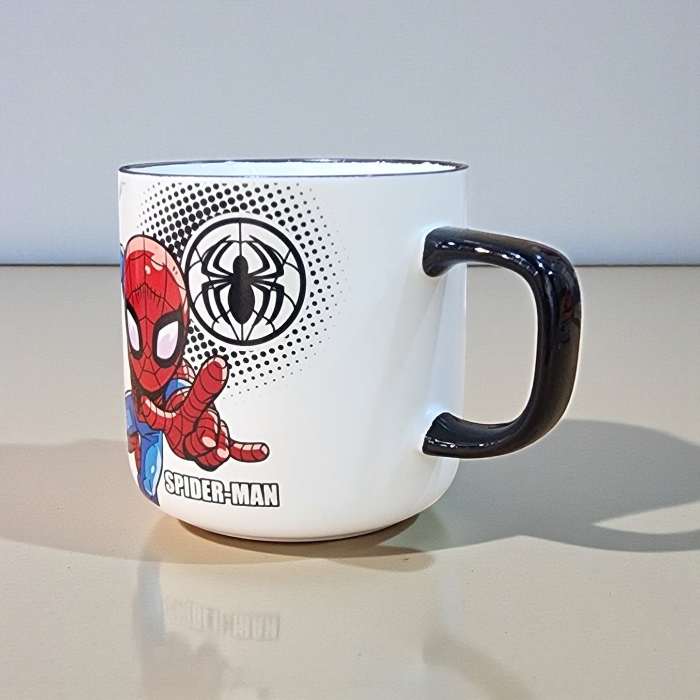 Spider Hero Ceramic Mug for Kids | Cartoon Printed Coffee Cup with Handle.
