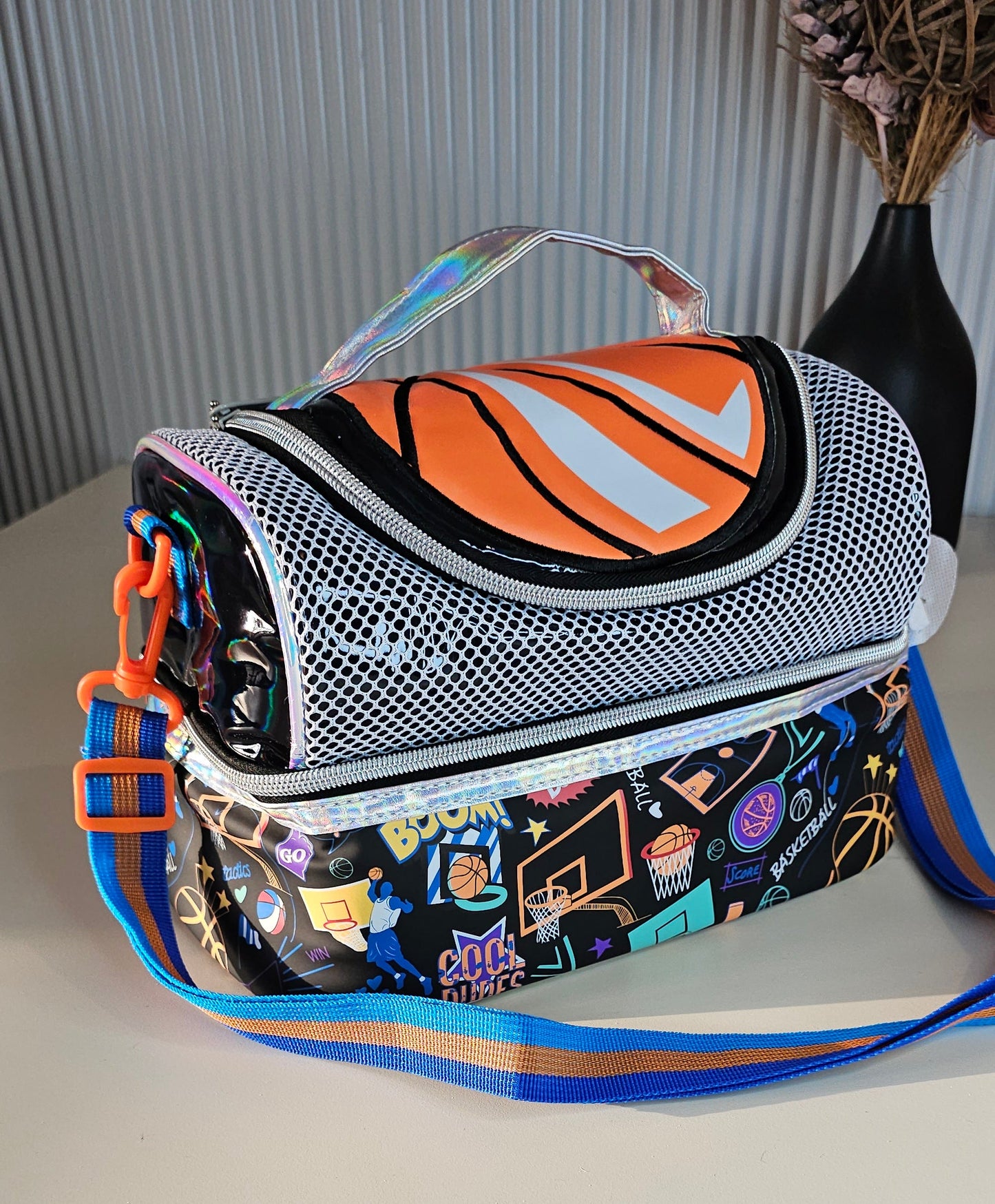 Vest Brand Premium Insulated Dual Compartment Lunch Bag | Durable & Washable | Dino | JCB  Basketball.
