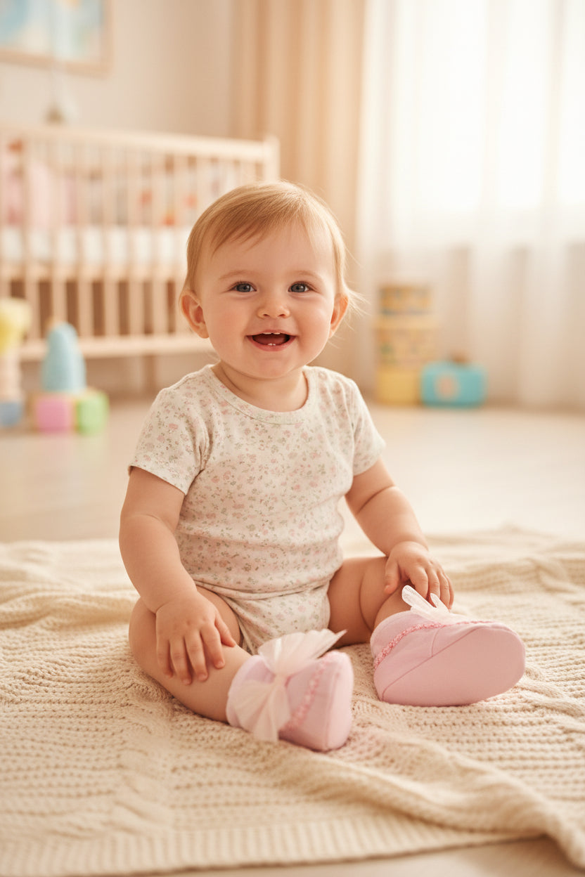 Baby Girl Pink Bow Booties