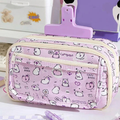 Capybara Cute Pencil Pouch | Zipper Stationery Case