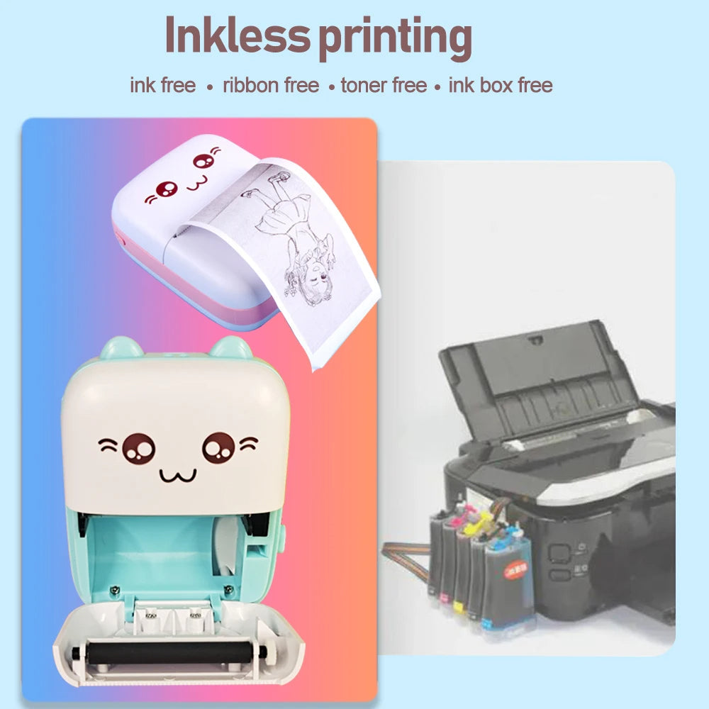 Cute Mini Thermal Printer – Wireless Pocket Printer for Notes, Labels & Photos