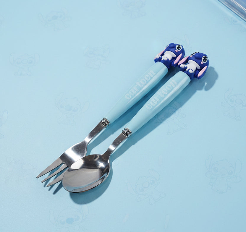 Lilo & Stitch Cutlery Set – Cute Spoon & Fork with Portable Box