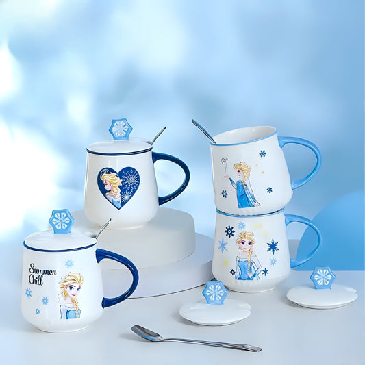 Frozen 3D Coffee Mug with Lid | Girls Aesthetic Cup.