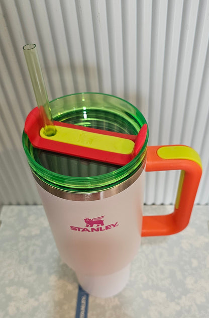 Stanley White Quencher Tumbler with Neon Handle | 40oz (1.18L) | Premium Edition 995B