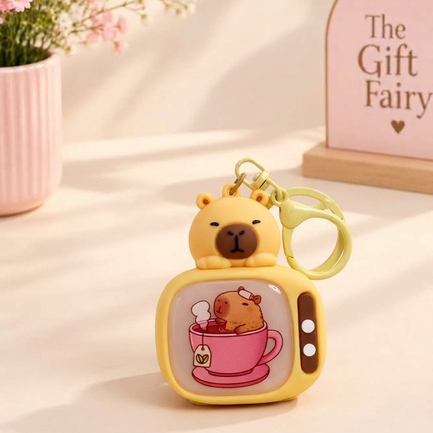 Cartoon Mini TV Light-Up Keychain | Cute Character Keyring