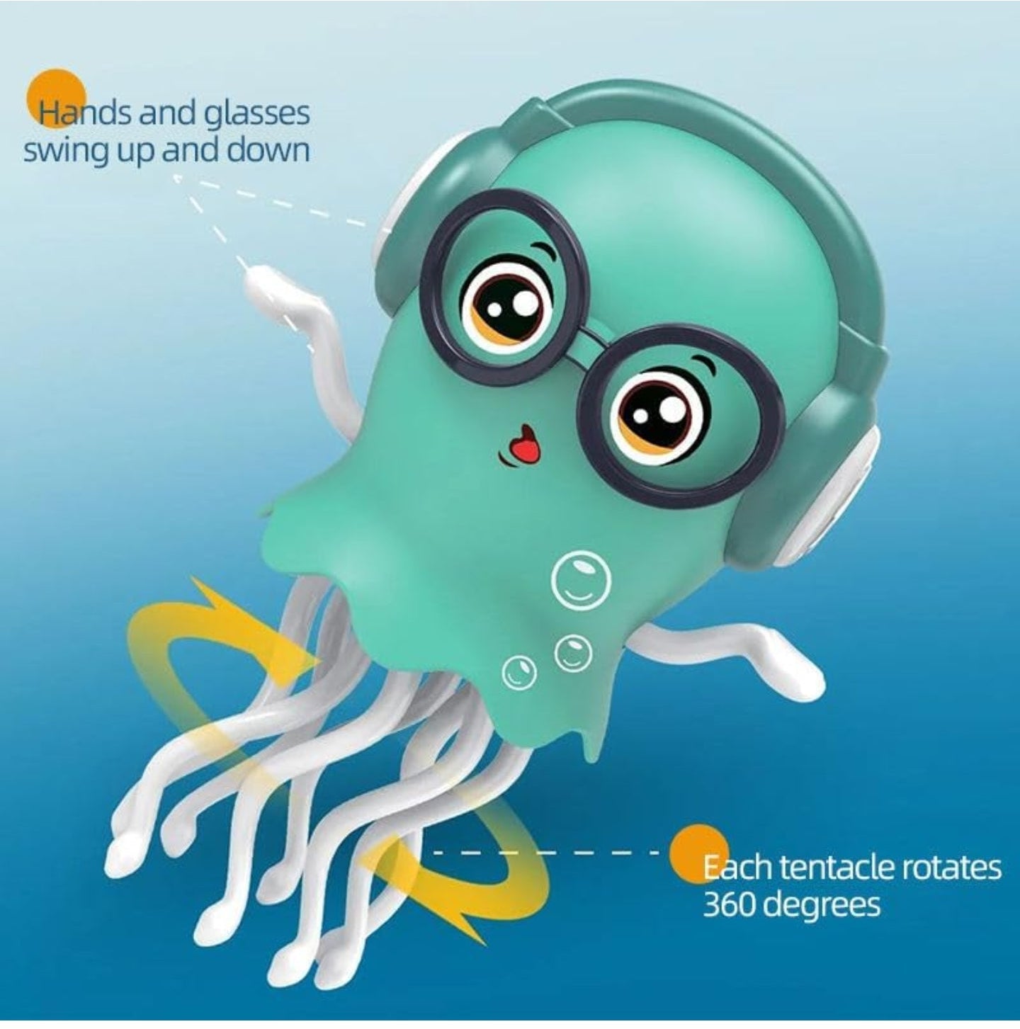 DZLING Dancing Jellyfish Toy with LED Lights, Musical Interactive Educational Octopus, 360° Rotating Tentacles, Auto-Avoid Crawling Fun Pretend Play Toy for Kids Random Color (Jellyfish)
