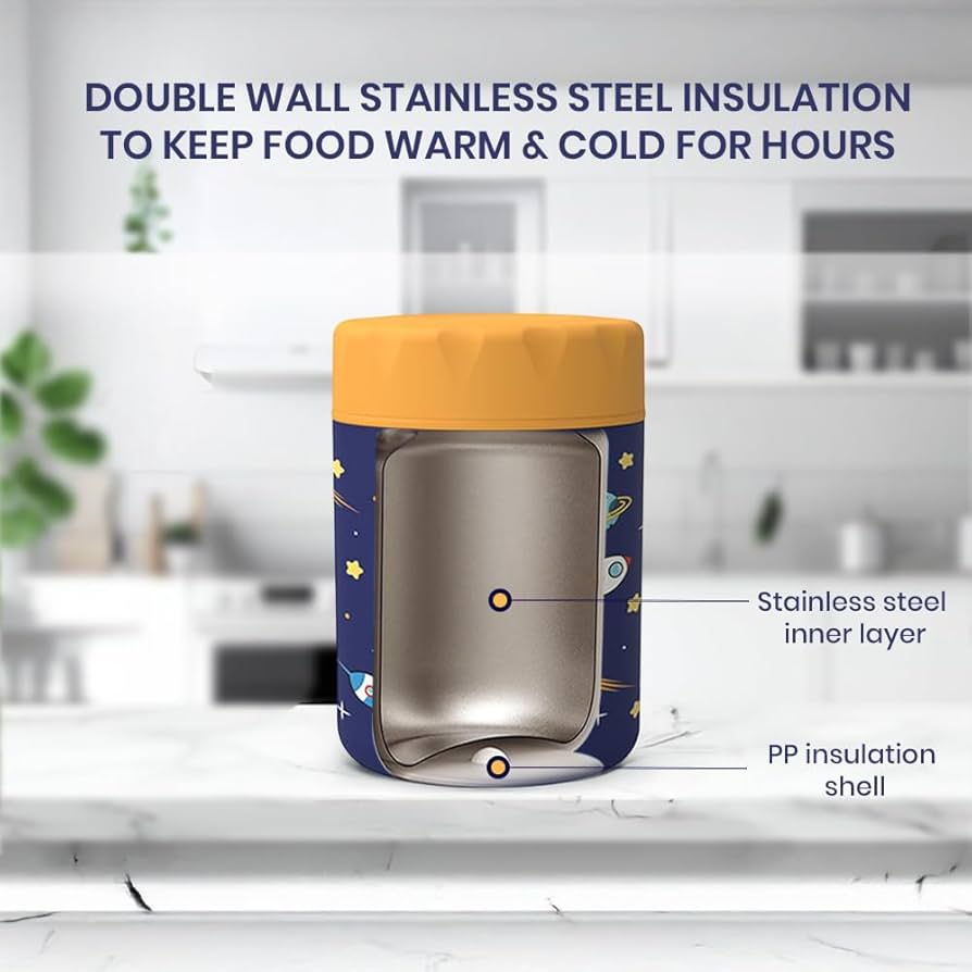 Kids Insulated Stainless Steel Food Jar – Space Design