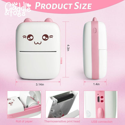 Cute Mini Thermal Printer – Wireless Pocket Printer for Notes, Labels & Photos