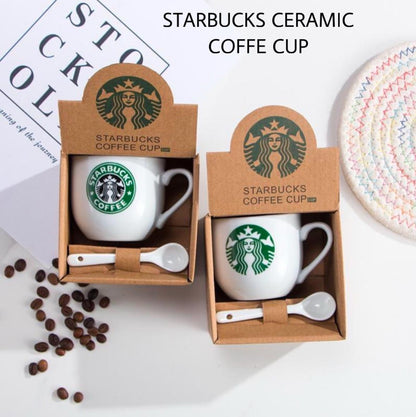 Starbucks Ceramic Coffee Mug with Spoon | Premium Coffee Cup