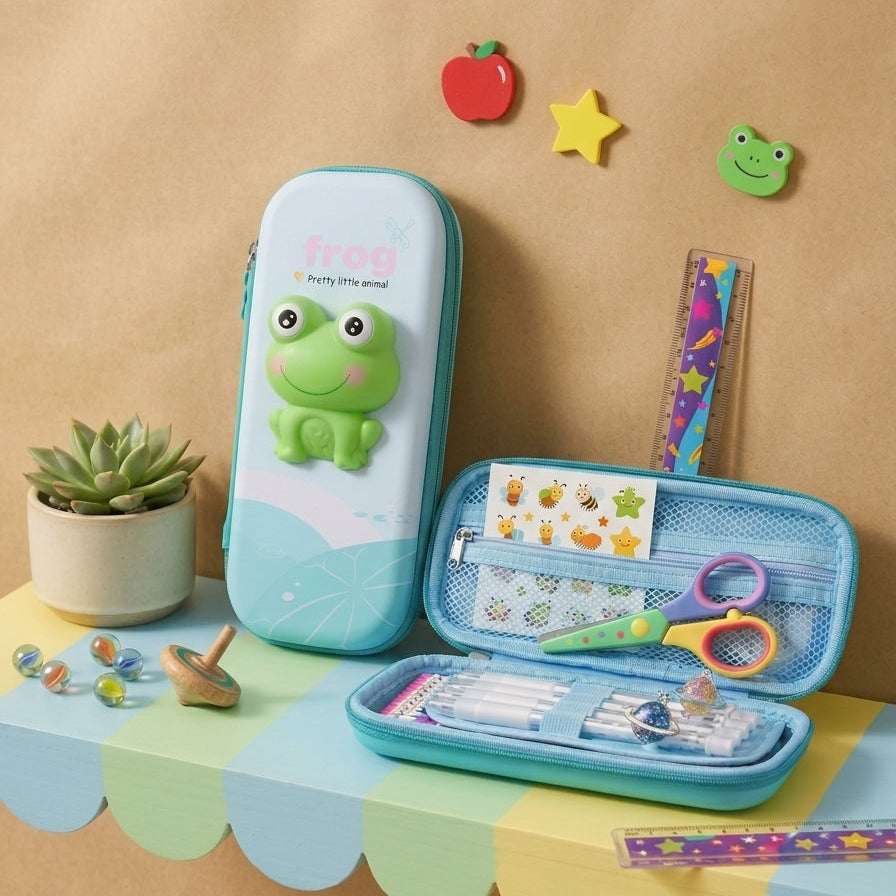 Cute 3D Squishy Frog Hard Shell Pencil Case