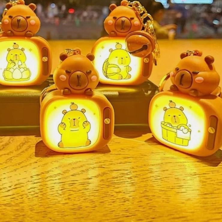 Cartoon Mini TV Light-Up Keychain | Cute Character Keyring