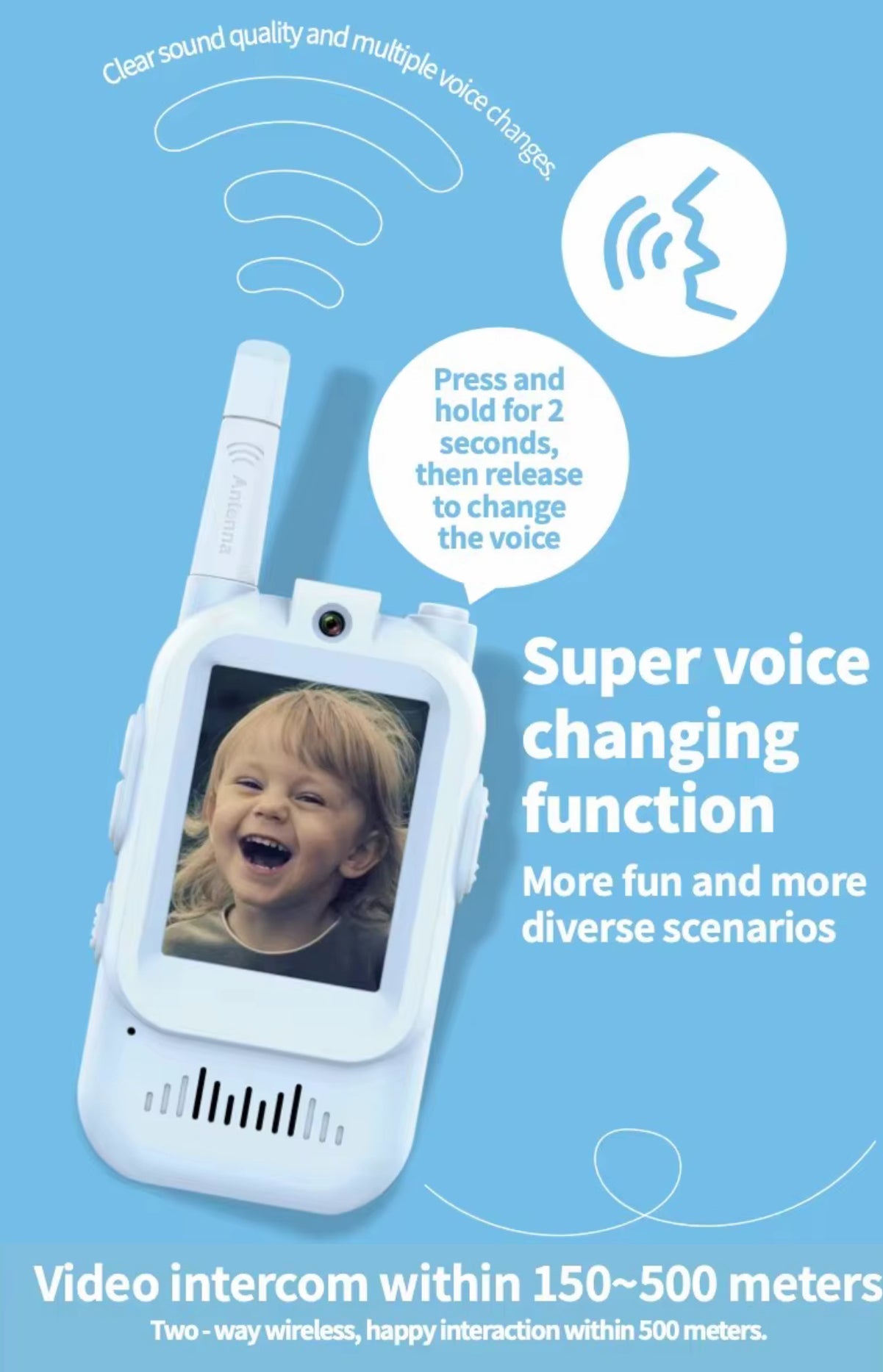 Video Walkie Talkies 2.0 | 2” Screen, Share Pic, Micro Chat, Click Pics.