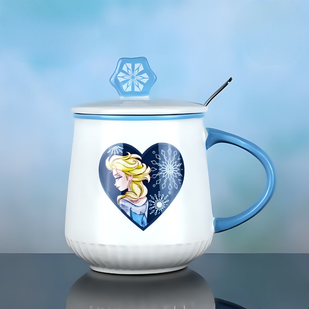 Frozen 3D Coffee Mug with Lid | Girls Aesthetic Cup.