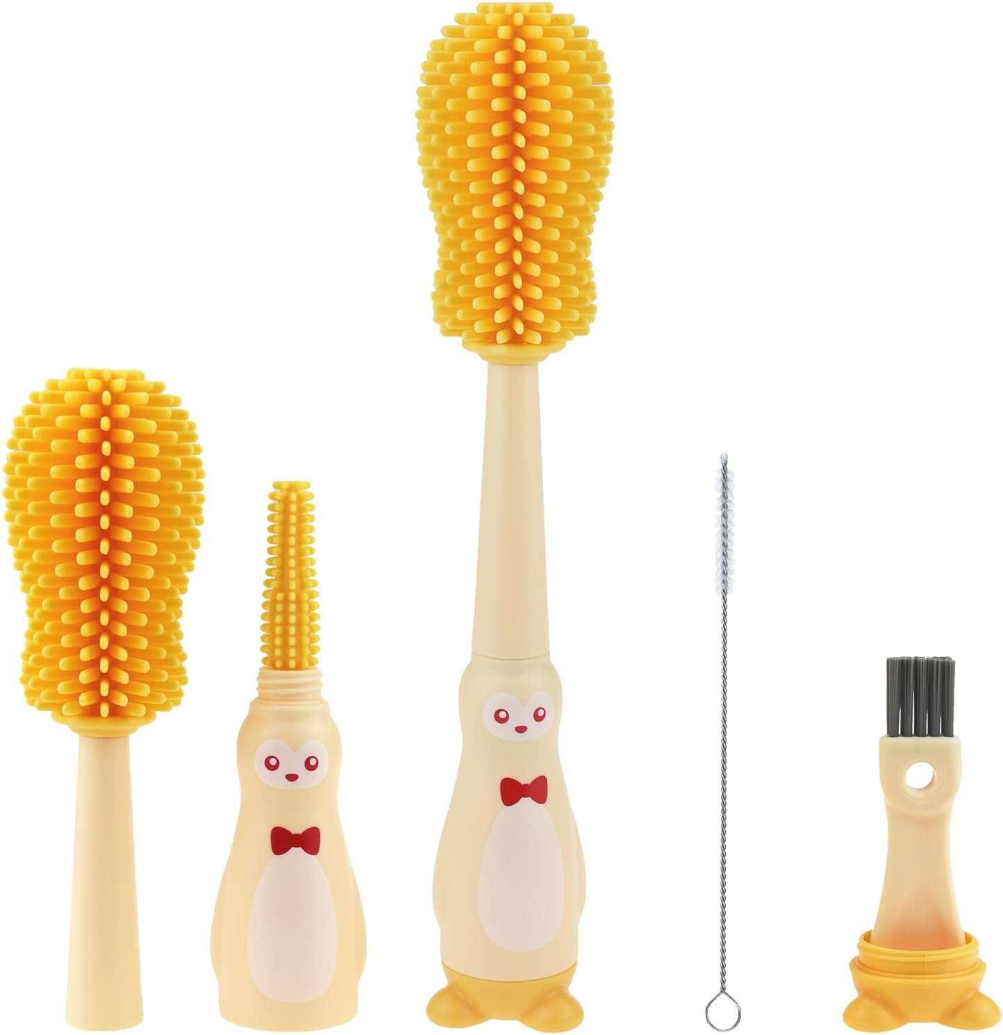 Silicone Bottle Cleaning Brush for Baby, 4-in-1 Baby Bottles Cleaner Set - Bottle/Straw/Nipple/Neck Brushes (Blue)