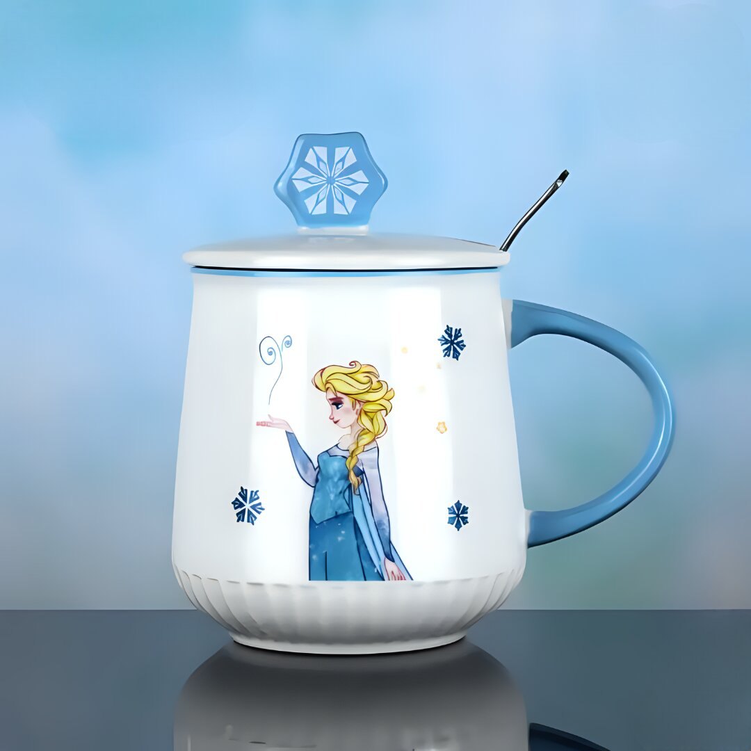 Frozen 3D Coffee Mug with Lid | Girls Aesthetic Cup.