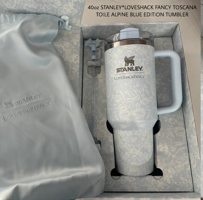 Stanley x LoveShackFancy Alpine Blue 40oz Tumbler with Straw Topper