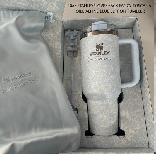 Stanley x LoveShackFancy Alpine Blue 40oz Tumbler with Straw Topper