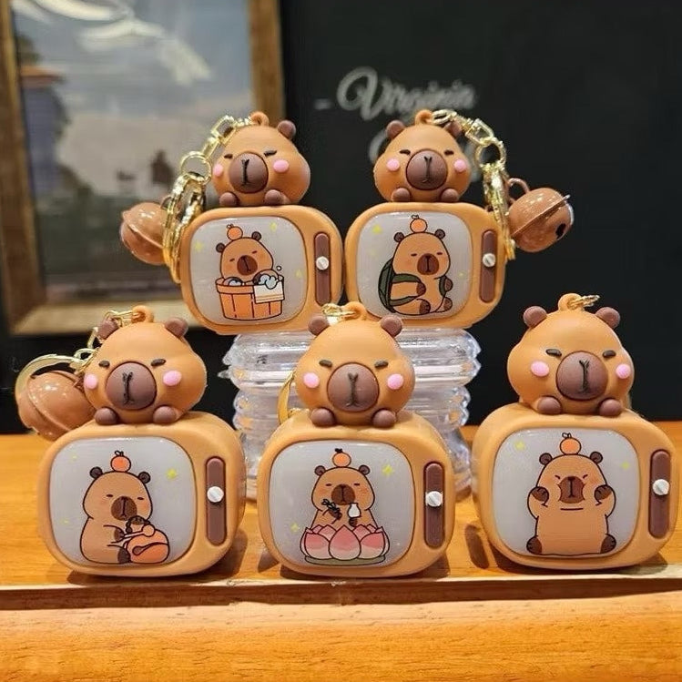 Cartoon Mini TV Light-Up Keychain | Cute Character Keyring