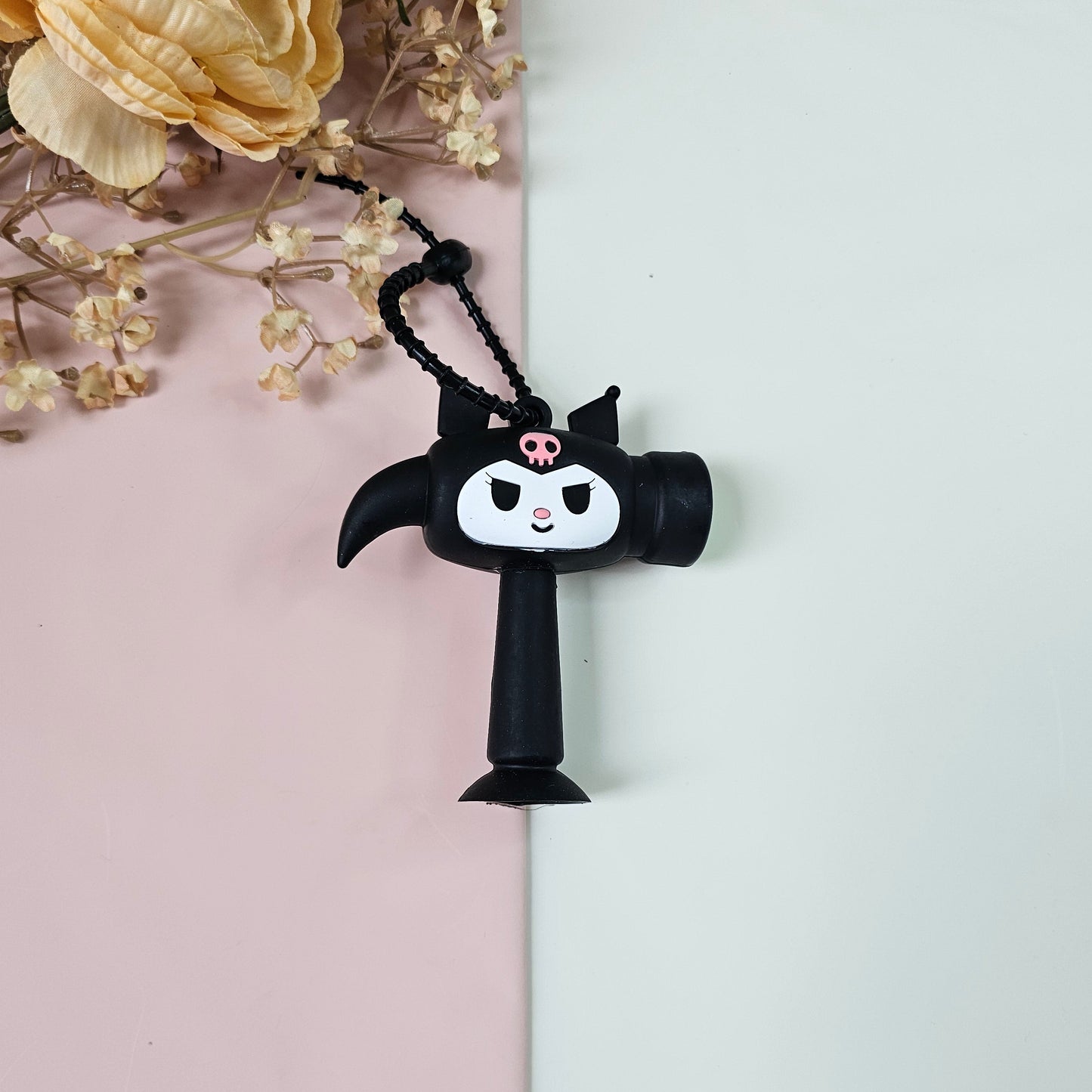 Cute Kuromi Hammer Choo Choo Keychain with Sound | Musical Sensory Bag Charm Toy
