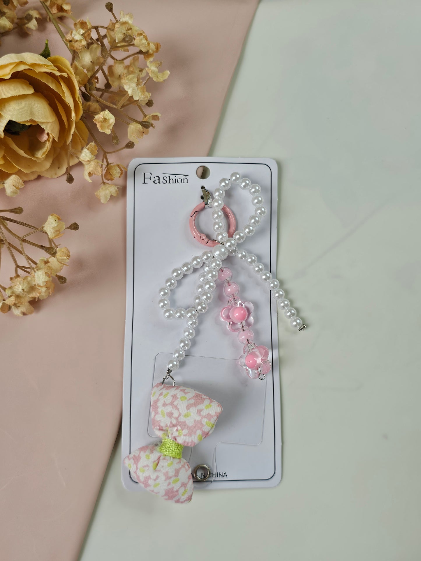 Bow Phone Charm with Pearl Beads | Cute Aesthetic Mobile Charm | Multiple Colours