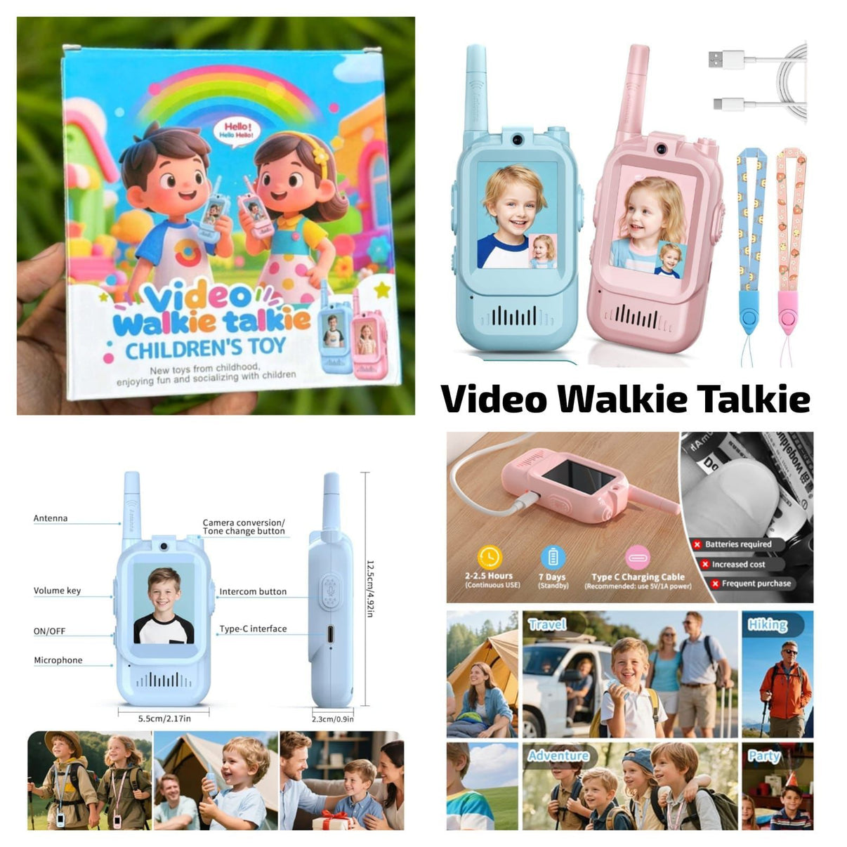 Video Walkie Talkies 2.0 | 2” Screen, Share Pic, Micro Chat, Click Pics.