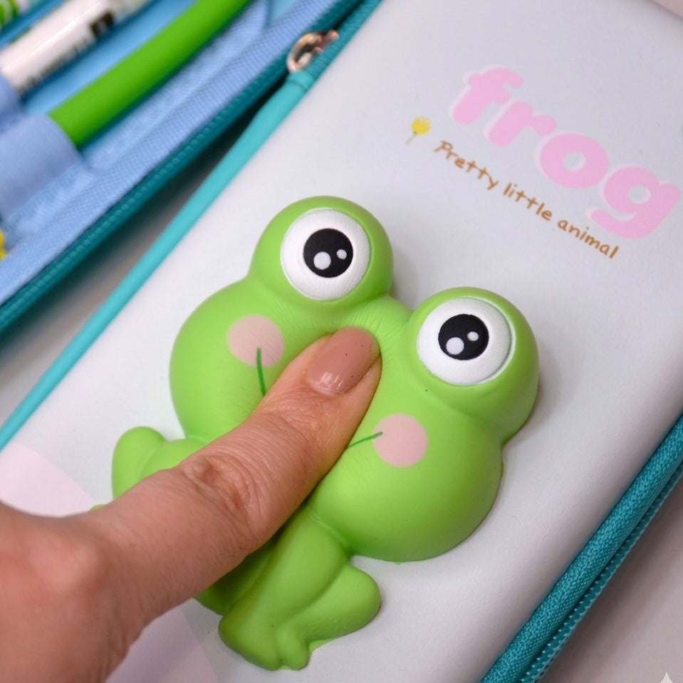 Cute 3D Squishy Frog Hard Shell Pencil Case