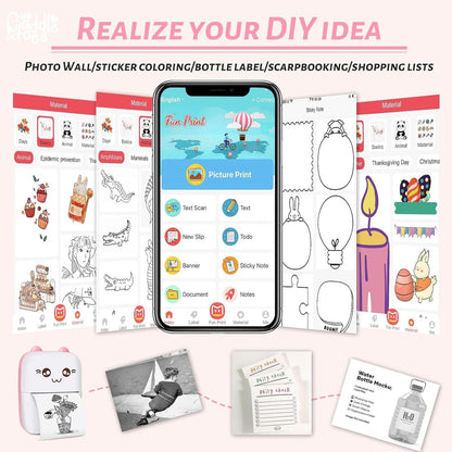 Cute Mini Thermal Printer – Wireless Pocket Printer for Notes, Labels & Photos