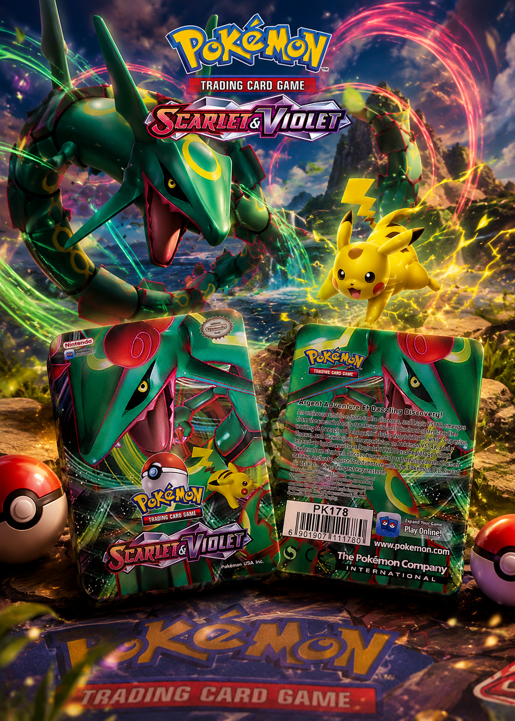 Pokémon Scarlet & Violet Collector Tin Box – Trading Card Storage Case