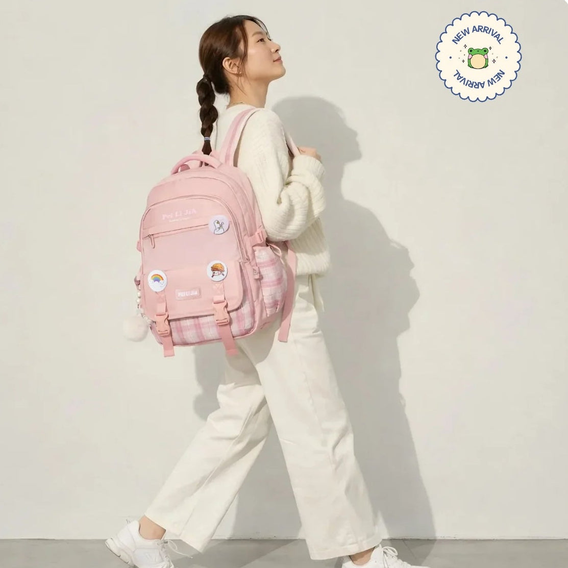 Korean Style checkered Luxury School Backpack.