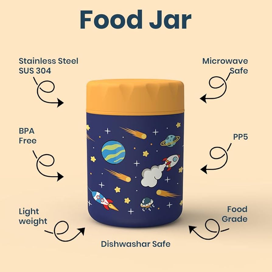 Kids Insulated Stainless Steel Food Jar – Space Design