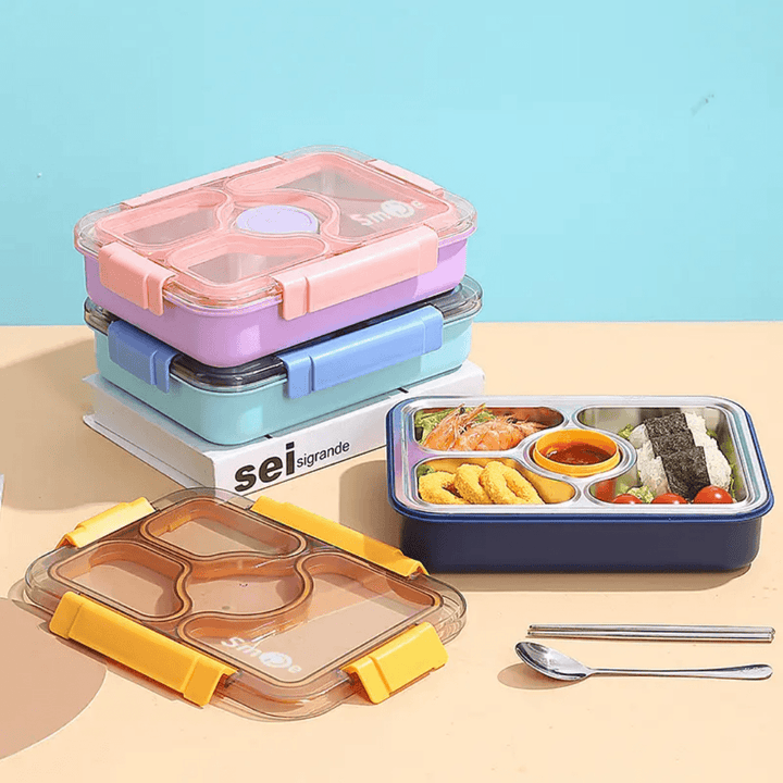 Four Compartment Transfer Proof 100% Leakproof Bento Lunch Box