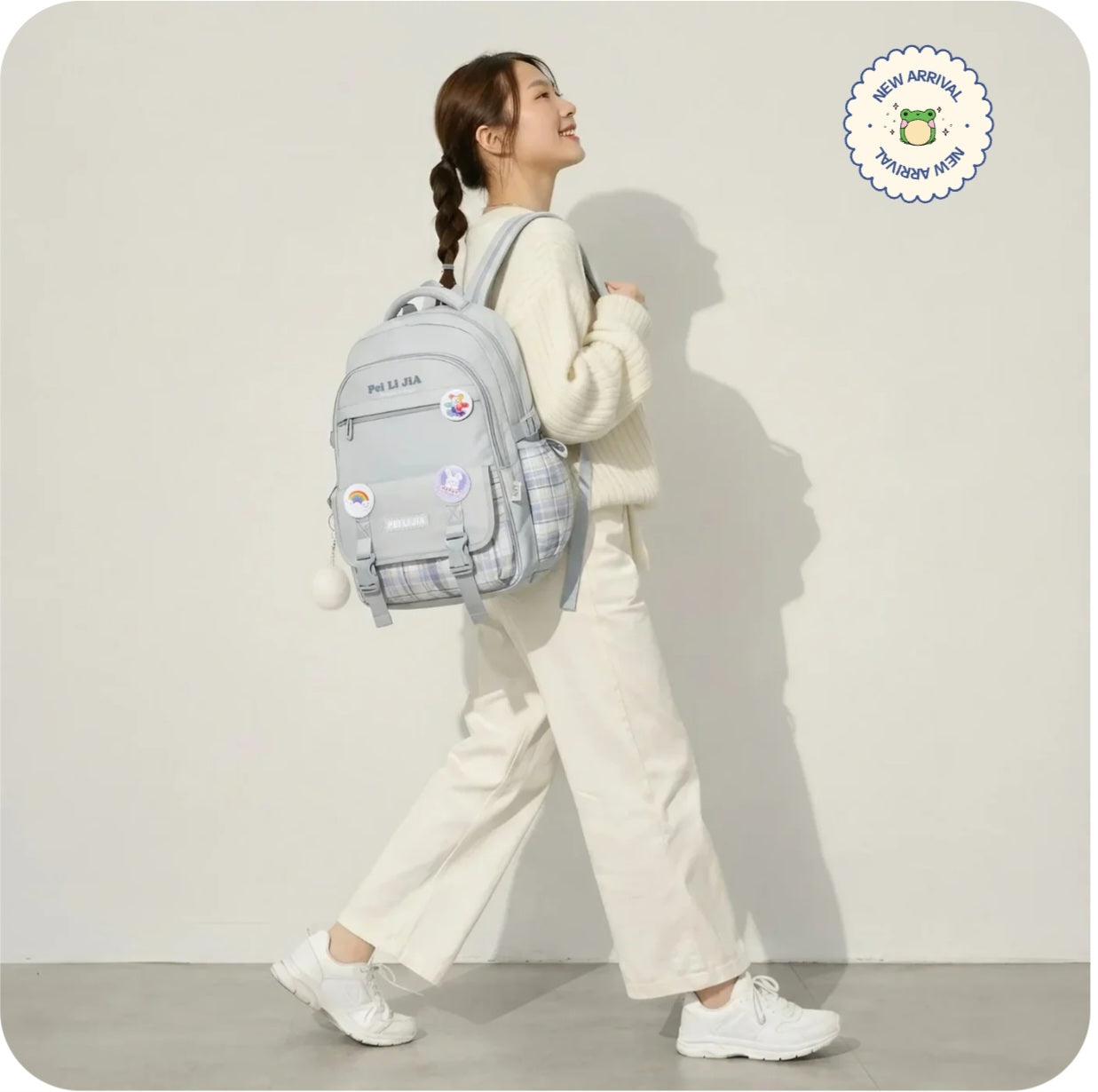 Korean Style checkered Luxury School Backpack.