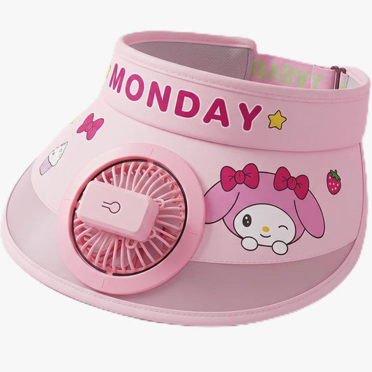 Kids & Women's Cooling Fan Sun Visor Hat – USB Rechargeable UV Protection