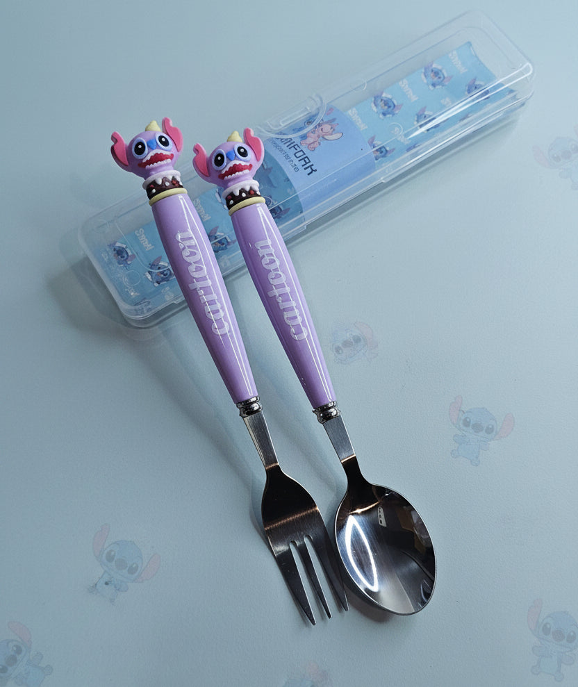 Lilo & Stitch Cutlery Set – Cute Spoon & Fork with Portable Box