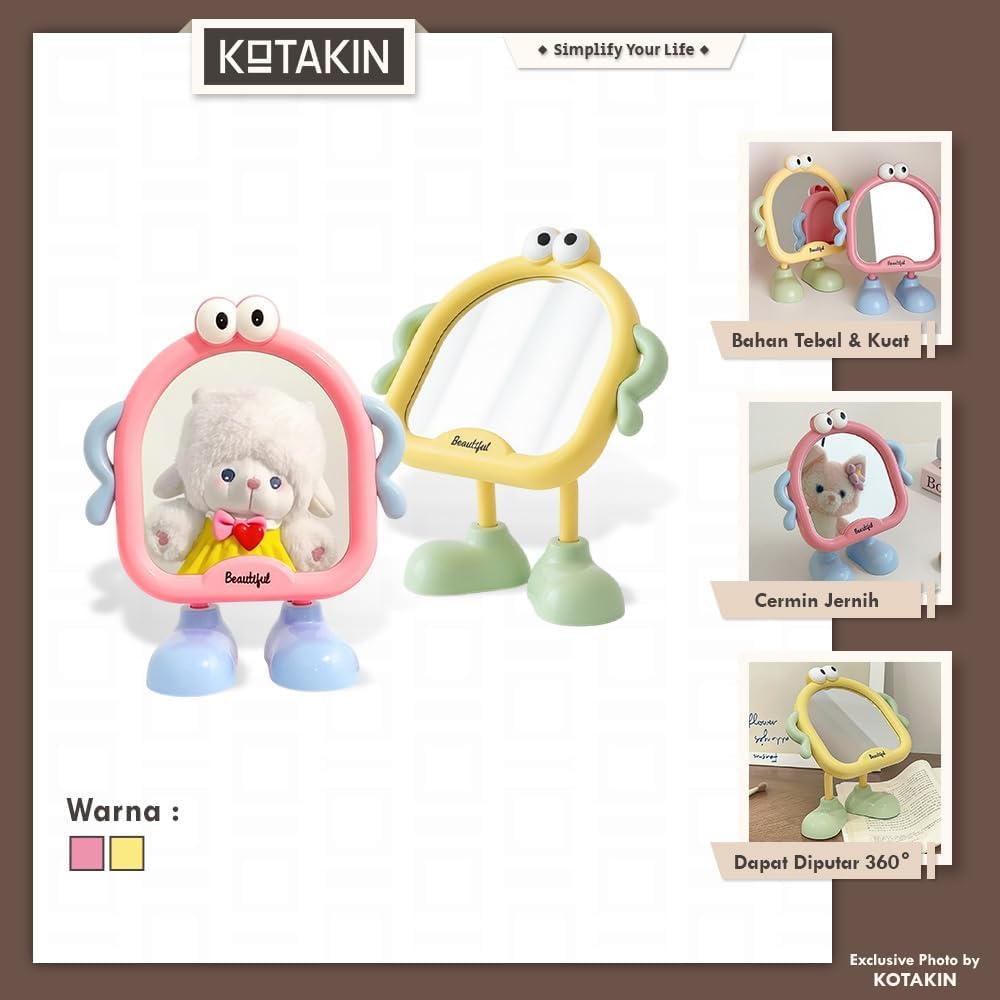 Korean Makeup Mirror.           Cute Cartoon Standing Mirror – Adorable Makeup & Desk Mirror for Kids, Teens & Home Decor.