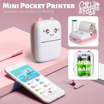 Cute Mini Thermal Printer – Wireless Pocket Printer for Notes, Labels & Photos