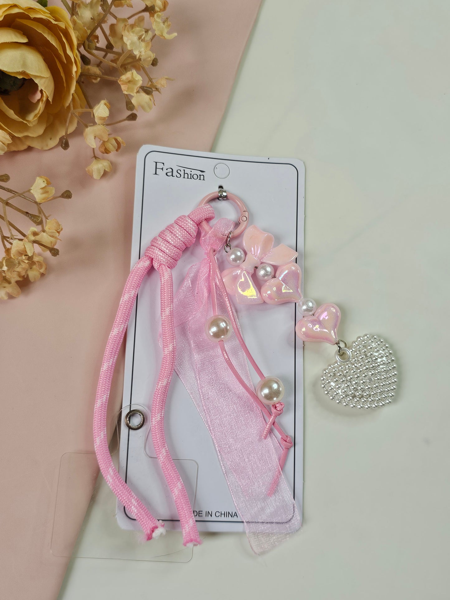 Bow Phone Charm with Pearl Beads | Cute Aesthetic Mobile Charm | Multiple Colours