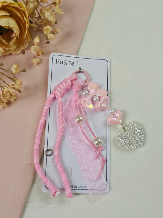 Bow Phone Charm with Pearl Beads | Cute Aesthetic Mobile Charm | Multiple Colours