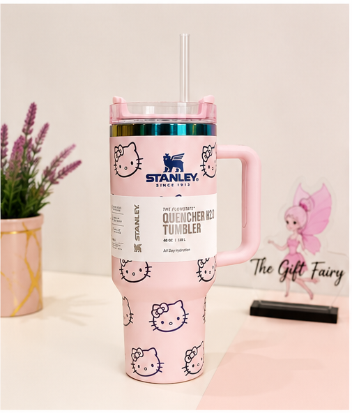 Hello Kitty x Stanley Quencher H2.0 Tumbler – 40oz (1.18L) Pink Edition with Handle & Straw