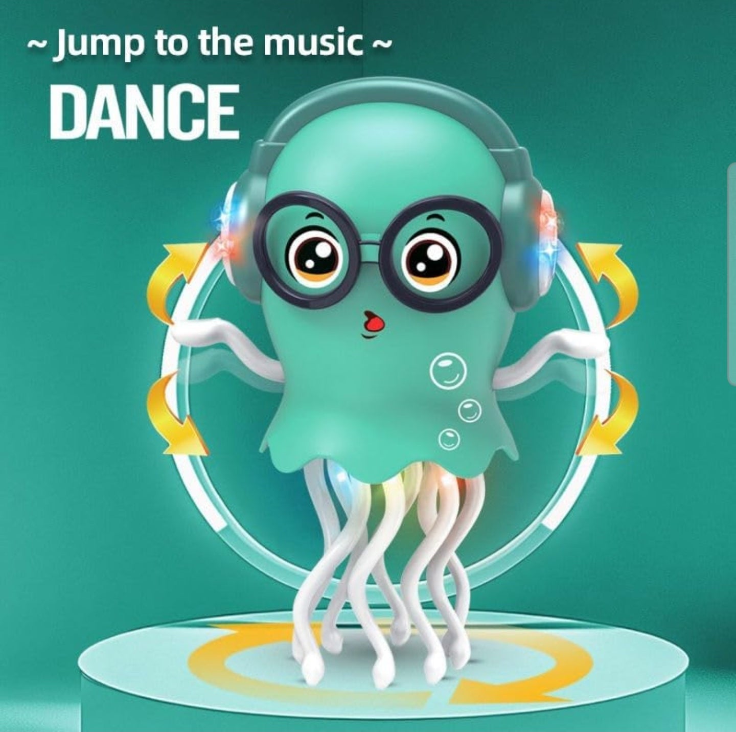 DZLING Dancing Jellyfish Toy with LED Lights, Musical Interactive Educational Octopus, 360° Rotating Tentacles, Auto-Avoid Crawling Fun Pretend Play Toy for Kids Random Color (Jellyfish)