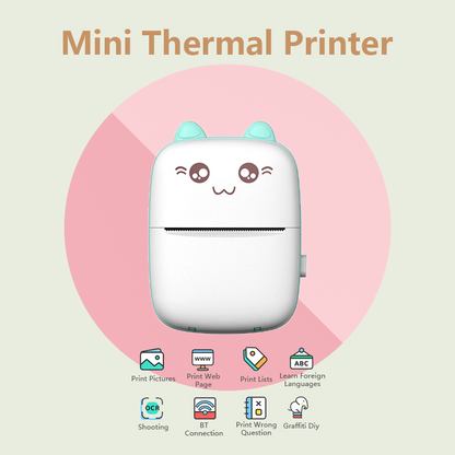 Cute Mini Thermal Printer – Wireless Pocket Printer for Notes, Labels & Photos