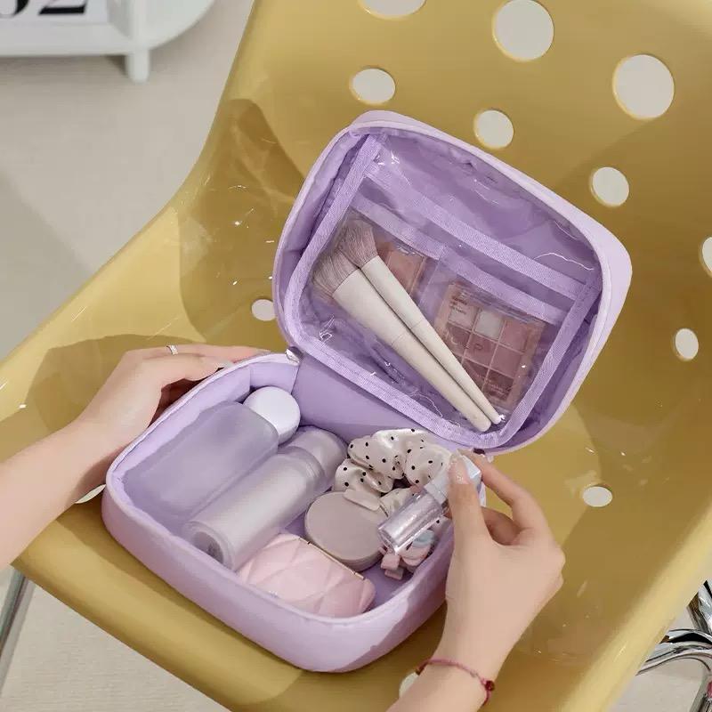 Quilted Puffer Makeup & Travel Pouch – Pastel Mini Handbag