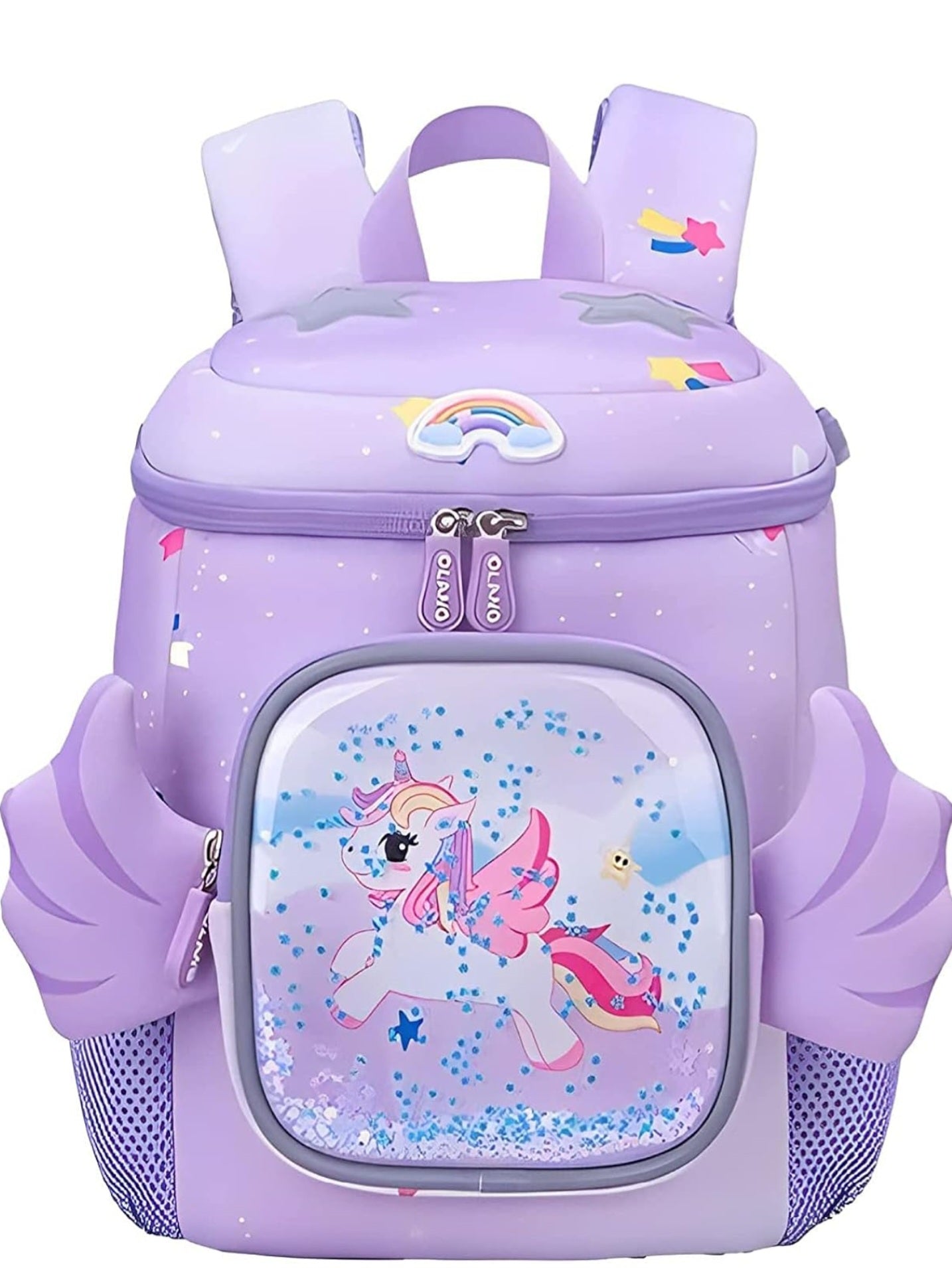 Premium Unicorn 3D School Backpack – Lavender
