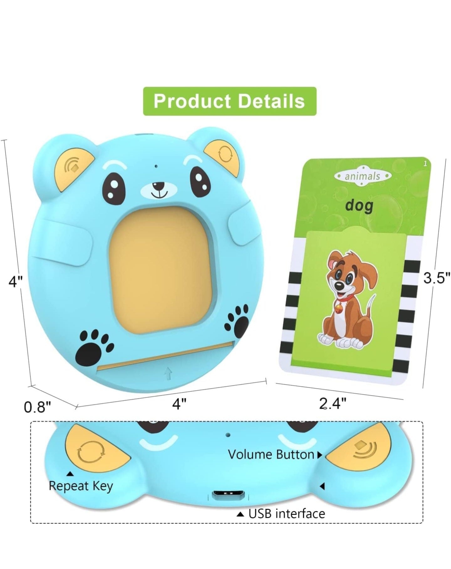 Kids Talking Flash Card Learning Toy with Audio.