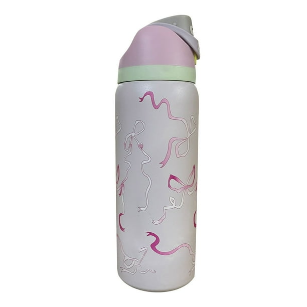 Owala FreeSip Insulated Stainless Steel Water Bottle with Straw for Sports, Travel, and School Sports Water Bottle - Tied & True Pink Bow [32oz, 945ml]🎀