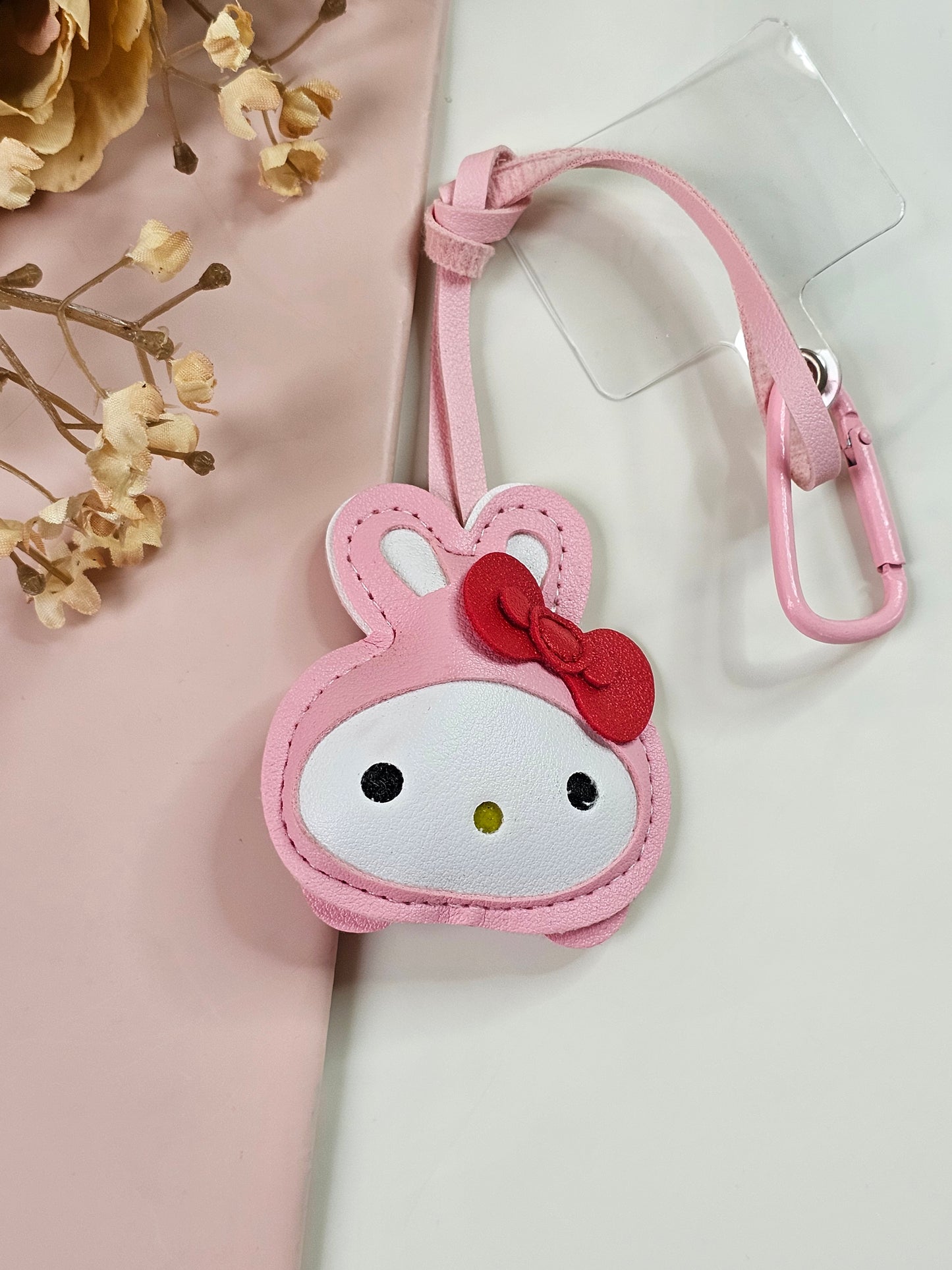 My Melody Bag Charm | Cute Pink PU Leather Keychain for Bags & Backpacks