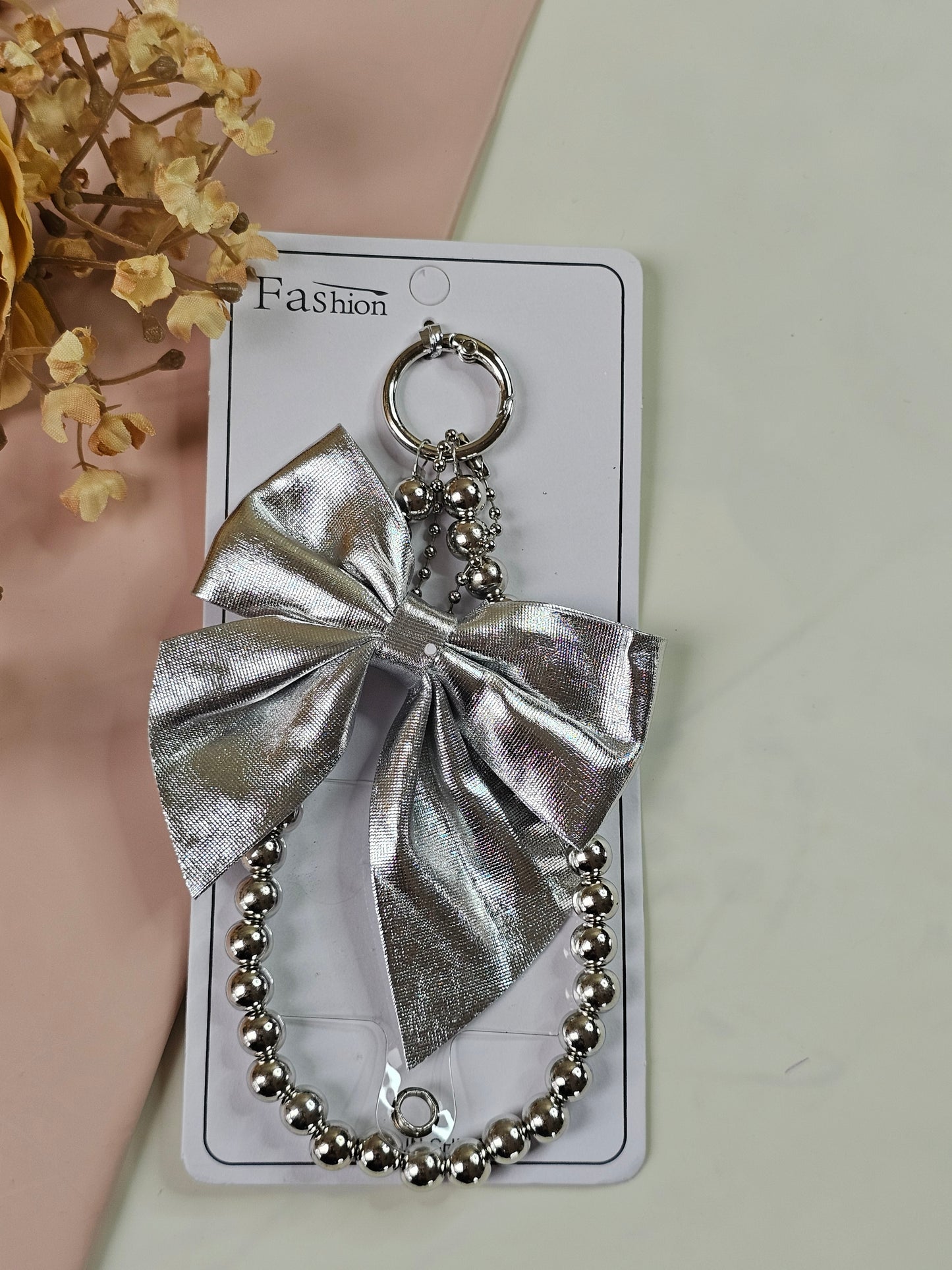 Bow Phone Charm with Pearl Beads | Cute Aesthetic Mobile Charm | Multiple Colours