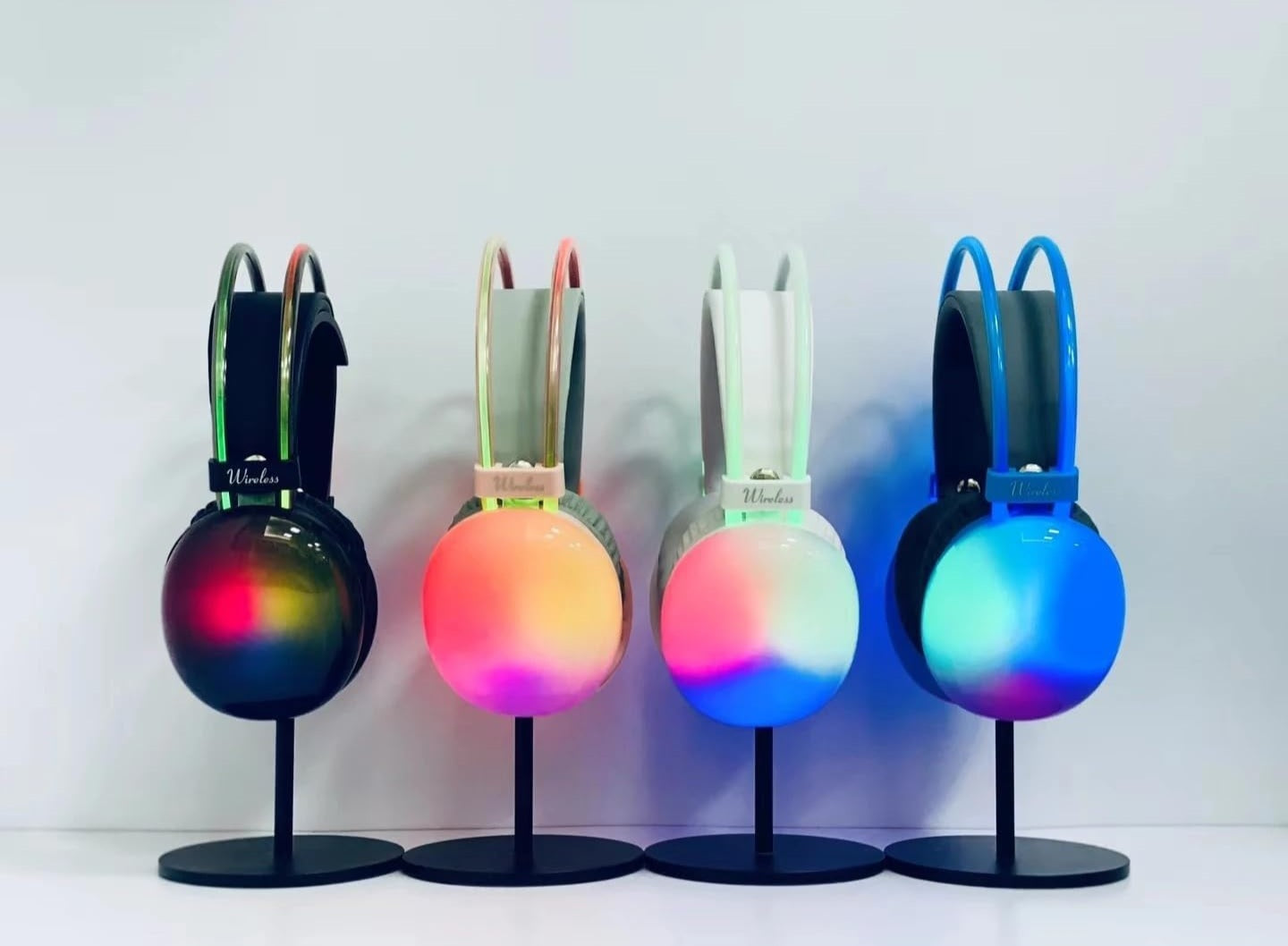 RGB Wireless Bluetooth Headphones V5.3 with RGB Lights, Active Noise Cancelling, and Hi-Fi Sound – Over-Ear Wireless Headphones with Built-in Mic, TF Card Support & USB Charging.