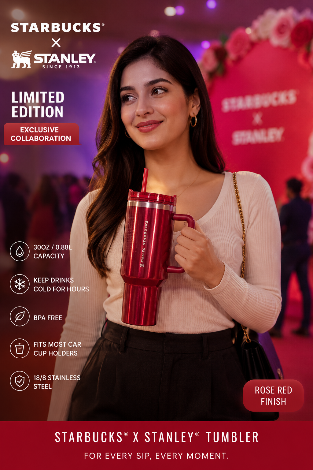 Starbucks x Stanley Limited Edition FlowState™ Tumbler – Rose Red | 40oz (1.88L)